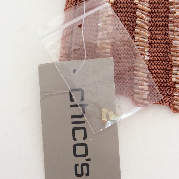CHICOS COPPER SPARKLE KNIT BEADED SKINNY SCARF NWT - Picture 4 of 7